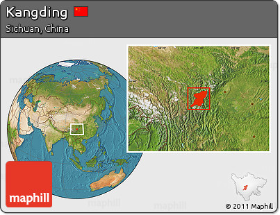 Satellite Location Map of Kangding