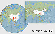 Savanna Style Location Map of Kangding, highlighted country, within the entire country, hill shading