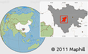 Savanna Style Location Map of Kangding, highlighted country, highlighted parent region