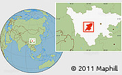 Savanna Style Location Map of Kangding, highlighted parent region
