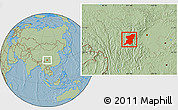 Savanna Style Location Map of Kangding, hill shading