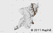 Physical Map of Kangding, single color outside