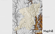 Shaded Relief Map of Kangding, physical outside