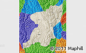 Shaded Relief Map of Kangding, political outside