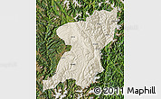 Shaded Relief Map of Kangding, satellite outside