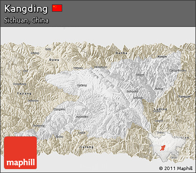 Classic Style Panoramic Map of Kangding