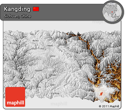 Physical Panoramic Map of Kangding