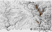 Physical Panoramic Map of Kangding, lighten, desaturated