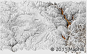 Physical Panoramic Map of Kangding, lighten, semi-desaturated