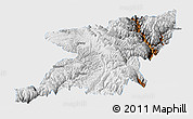 Physical Panoramic Map of Kangding, single color outside