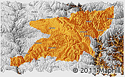 Political Panoramic Map of Kangding, physical outside