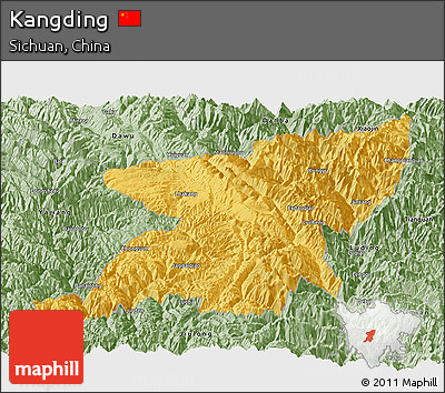 Savanna Style Panoramic Map of Kangding