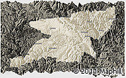 Shaded Relief Panoramic Map of Kangding, darken