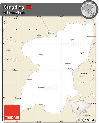 Classic Style Simple Map of Kangding