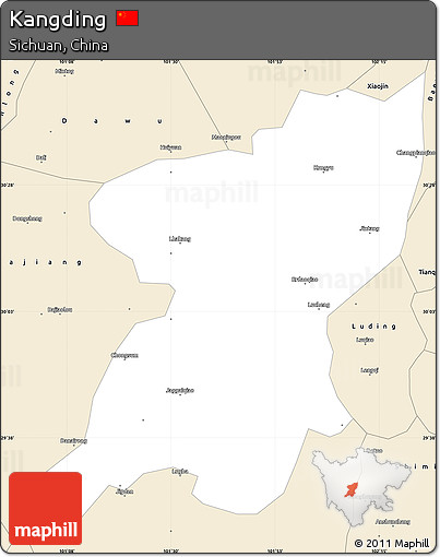 Classic Style Simple Map of Kangding