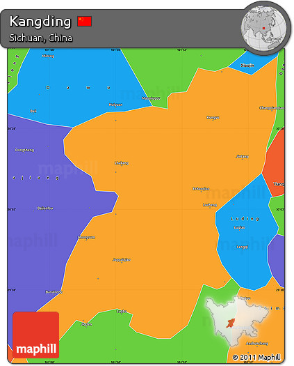 Political Simple Map of Kangding