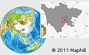 Physical Location Map of Leshan Shi, highlighted country, highlighted parent region