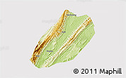 Physical 3D Map of Linshui, cropped outside