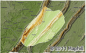 Physical 3D Map of Linshui, darken