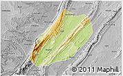 Physical 3D Map of Linshui, desaturated