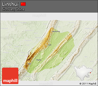 Physical 3D Map of Linshui, lighten