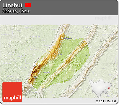 Physical 3D Map of Linshui, lighten