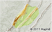 Physical 3D Map of Linshui, lighten, semi-desaturated