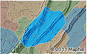Political 3D Map of Linshui, semi-desaturated