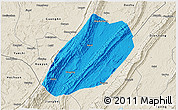 Political 3D Map of Linshui, shaded relief outside