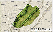 Satellite 3D Map of Linshui, shaded relief outside
