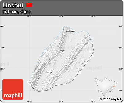 Silver Style Map of Linshui, single color outside