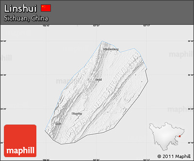 Silver Style Map of Linshui, single color outside