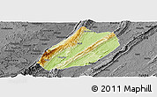 Physical Panoramic Map of Linshui, darken, desaturated