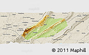 Physical Panoramic Map of Linshui, shaded relief outside