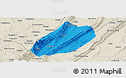 Political Panoramic Map of Linshui, shaded relief outside