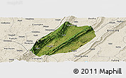 Satellite Panoramic Map of Linshui, shaded relief outside