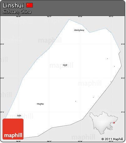 Silver Style Simple Map of Linshui, single color outside