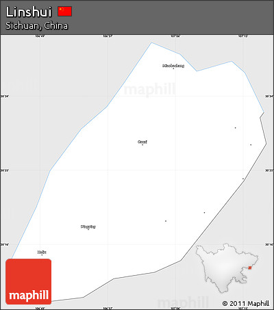 Silver Style Simple Map of Linshui, single color outside