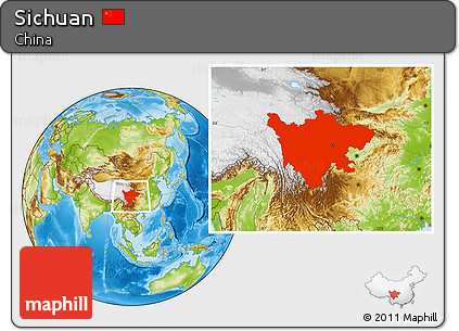 Physical Location Map of Sichuan