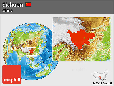 Physical Location Map of Sichuan