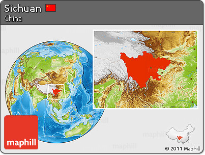 Physical Location Map of Sichuan