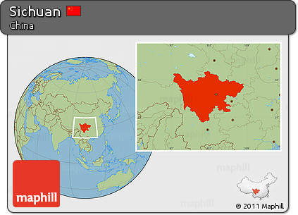 Savanna Style Location Map of Sichuan