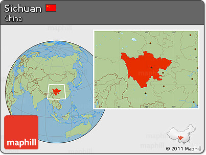 Savanna Style Location Map of Sichuan