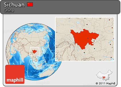 Shaded Relief Location Map of Sichuan