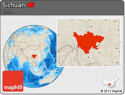 Shaded Relief Location Map of Sichuan