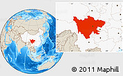 Shaded Relief Location Map of Sichuan, highlighted country