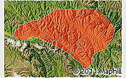 Political 3D Map of Luhuo, satellite outside