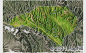 Satellite 3D Map of Luhuo, semi-desaturated