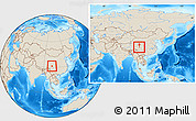 Shaded Relief Location Map of Luhuo, within the entire country