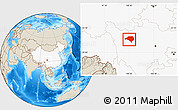 Shaded Relief Location Map of Luhuo, highlighted country